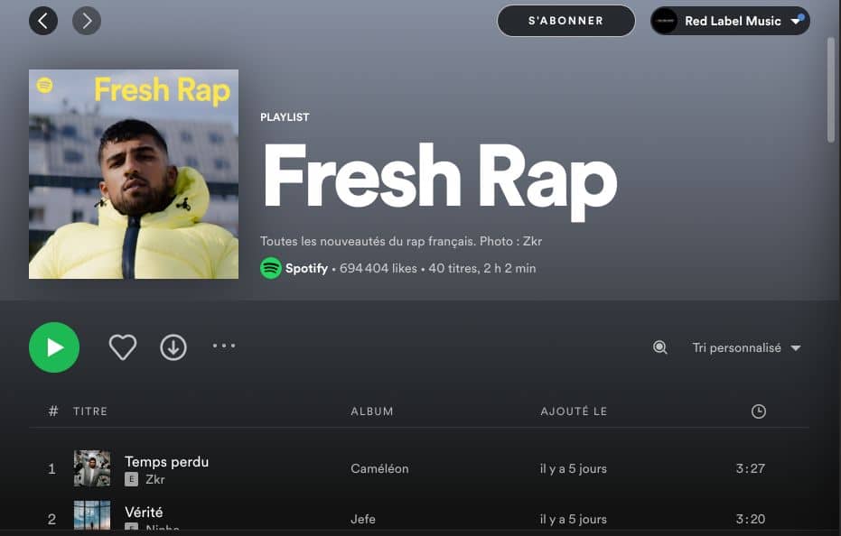intégrer les playlists officielles Spotify
